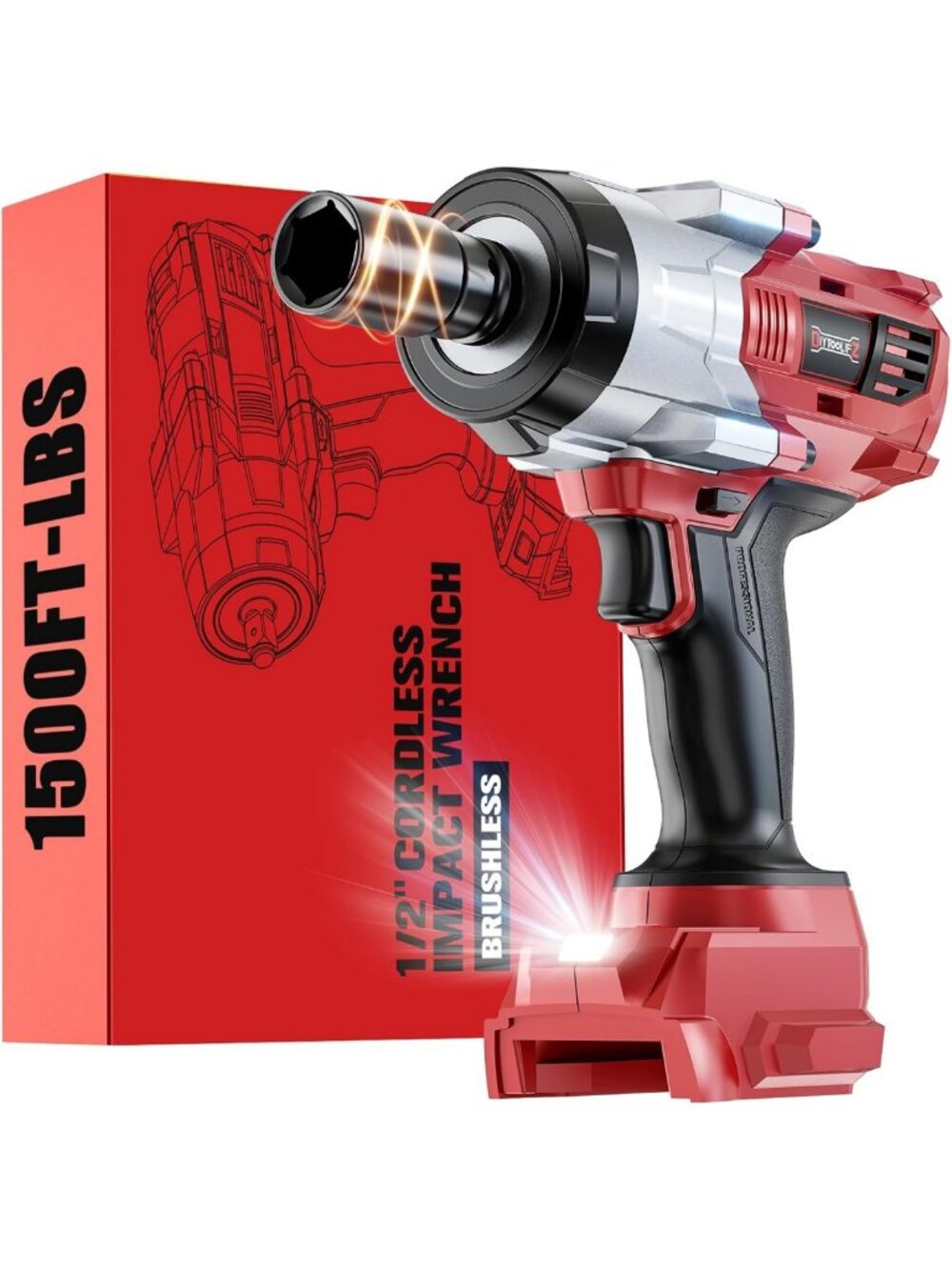 High Torque 2000N.M Cordless Impact Wrench - Compatible with 18V Batteries